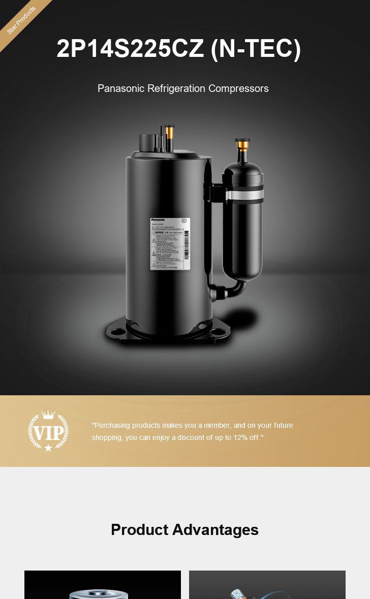 Panasonic Compressor 2P14S225CZ (N-TEC), technical parameters pdf, structure diagram